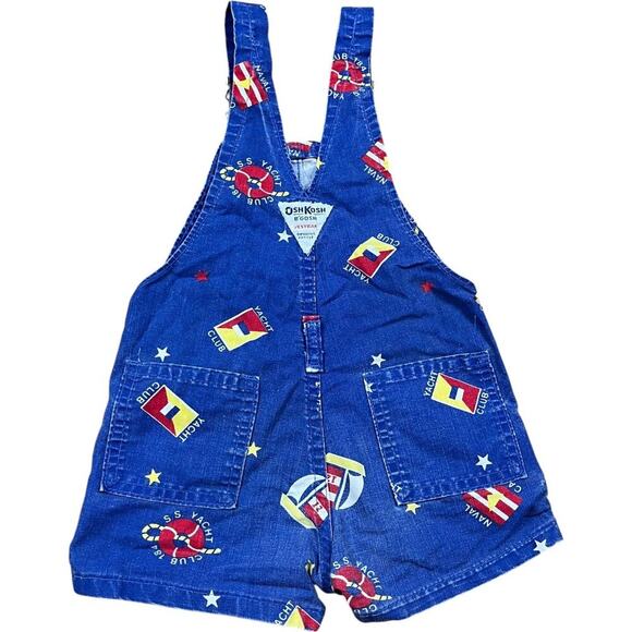 OshKosh B’Gosh Nautical Print 80s Vintage Overalls - Picture 2 of 5